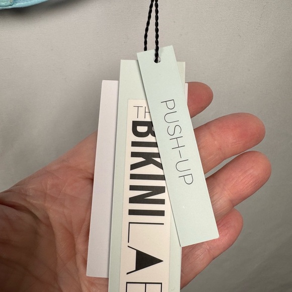 Bikini Lab Solid Push Up Underwire Bikini Top Aqua M - Picture 4 of 7